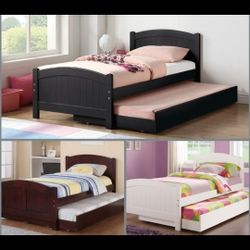 Twin Twin Size Black Trundle With Ortho Mattress 