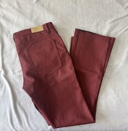 MNML Leather Flared Jeans Burgundy