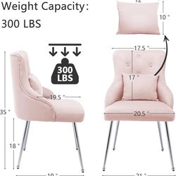 Velvet Vanity Chairs, Upholstered Makeup Accent Reading Chair, Office Desk Vanity Stool Chairs with Metal Legs for Kitchen, Bedroom, Dining Living Roo