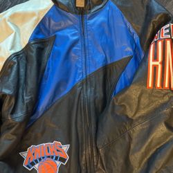 Rare Grail NWT Vintage Logo 7 Shark Tooth Leather NY Knicks Jacket 