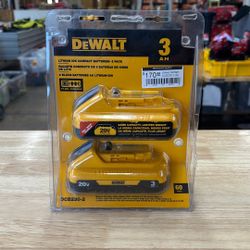 DeWalt DCB230-2 20-Volt MAX Compact Lithium-Ion 3.0Ah Battery Pack (2-Pack)