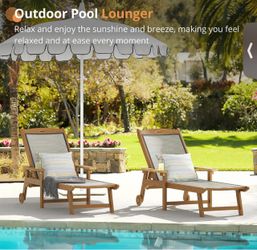2 Patio Chaise Lounge Chair with Wheels