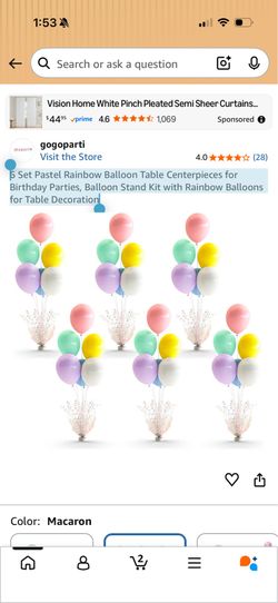 6 Set Pastel Rainbow Balloon Table Centerpieces for Birthday Parties, Balloon Stand Kit with Rainbow Balloons for Table Decoration