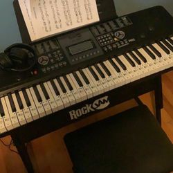 RockJam, 61-Key Keyboard SuperKit with Stand, Stool, Headphones & Power Supply