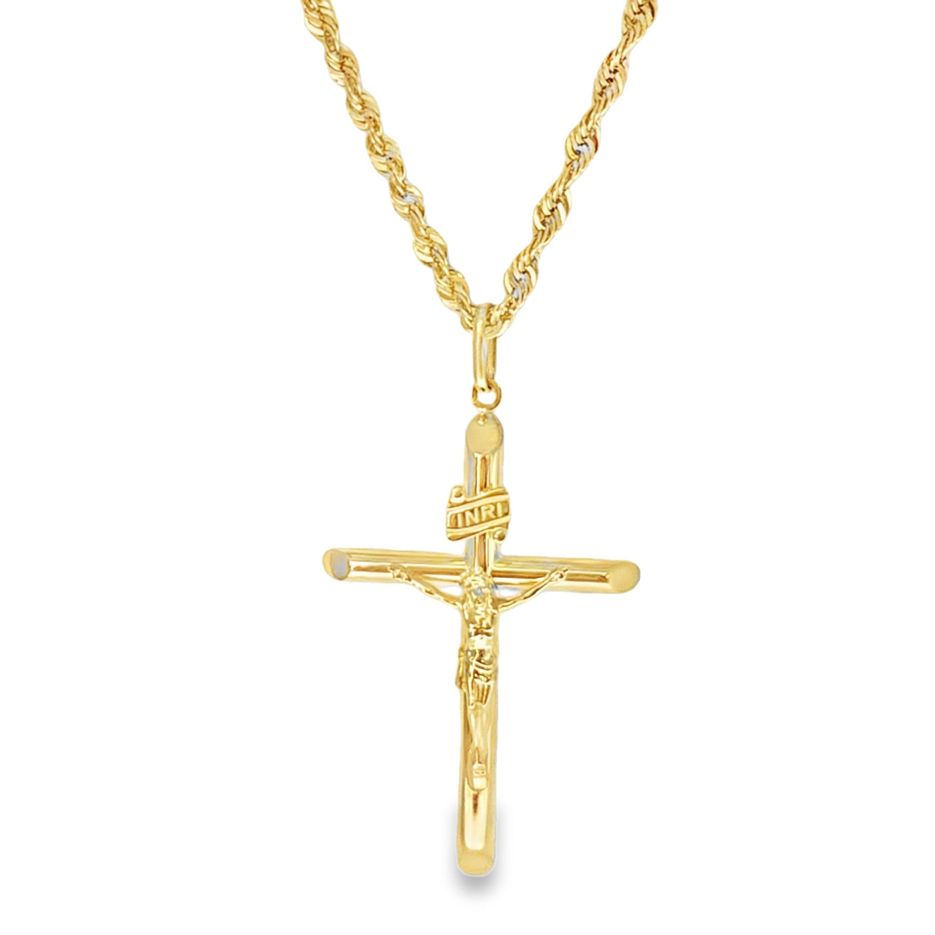 10k Yellow Gold Cross Pendant Chain Necklace