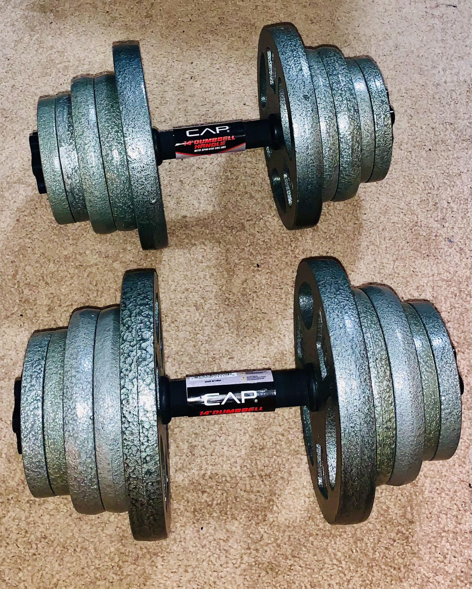 Cap Adjustable Dumbbell Pair 52.5lb Each, Weight&Adjustability Identical to Bowflex 552 Set New!