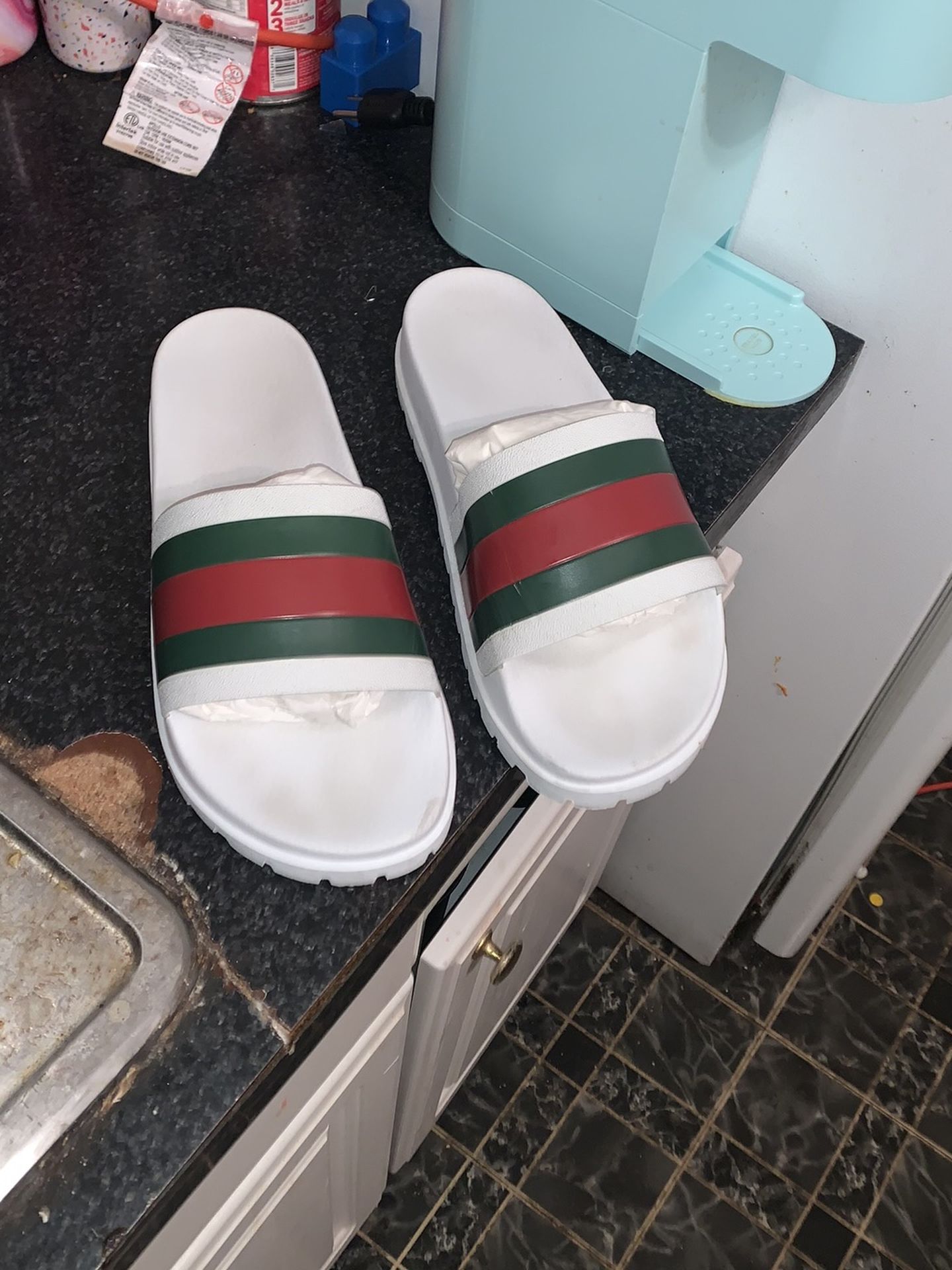 Gucci Slides (13) Gucci Rubber Slides Multicolour Tiger Motif Size 13 UK main image 2