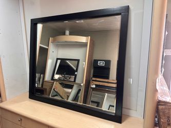 Modern Black Wood Entryway / Living Room Mirror — 44” x 38”