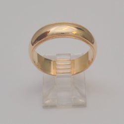 14k Yellow Gold 6.1mm Engravable Milgrain Half Round Band Ring Size 8 - 8.25