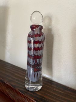 Vintage Fancy Hand Blown Perfume Bottle with Dabber Stopper 5”