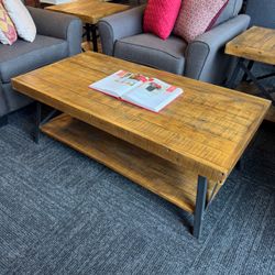 Rustic Wood and Metal Coffee Table