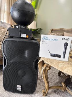 Alto TS115w 15 inch speakers with Disco Ball and Microphone