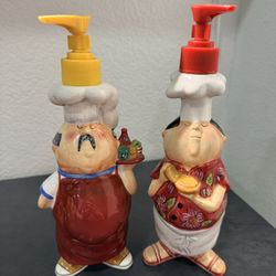 Chef Statues Condiment Pumps