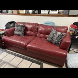 Ashley Red Faux Leather Couch