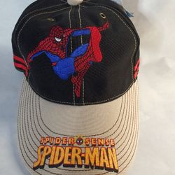 NEW SPIDER-MAN TAN BRIM/BLK/RED STRIP KIDS HAT