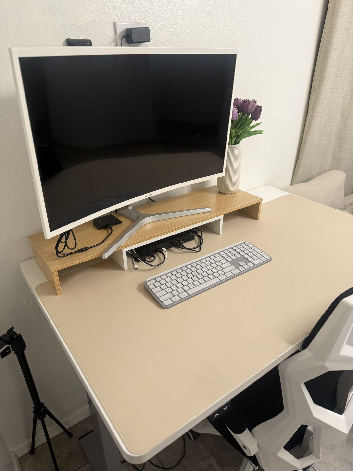 Adjustable White Desk & Chair