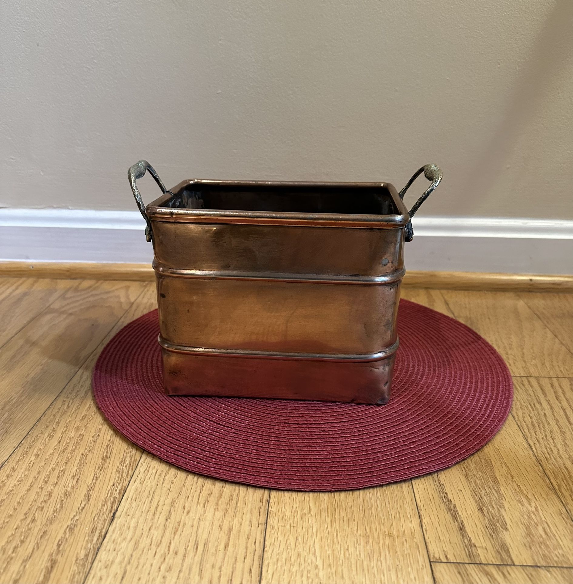 Vintage Decorative Rectangular Copper Planter 