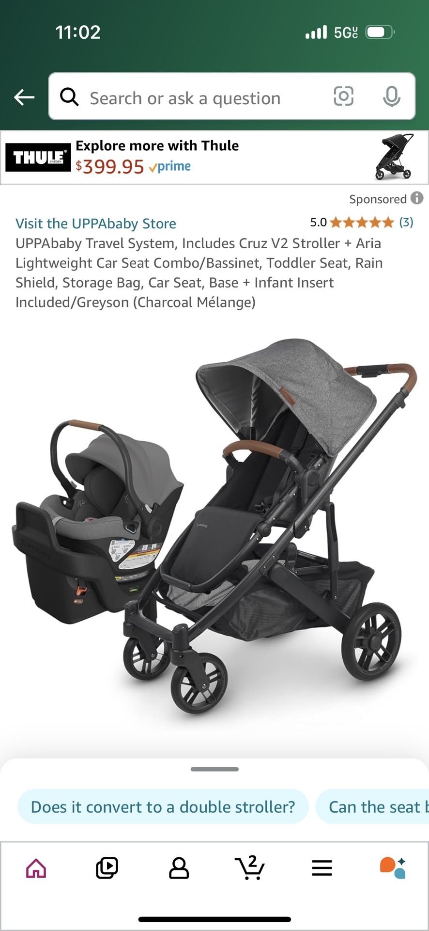 UPPA BABY VISTA Stroller & Car seat W/base