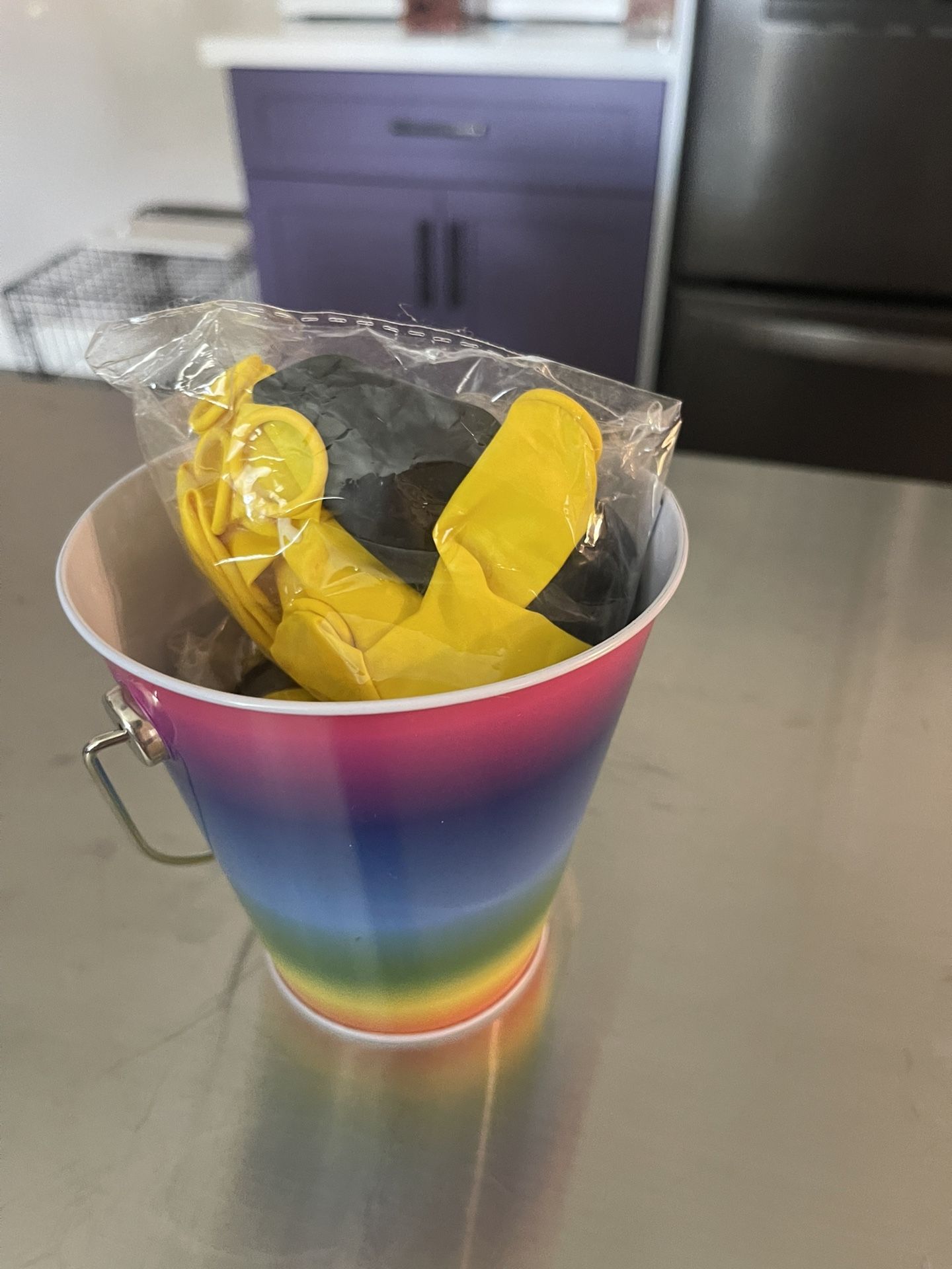 Balloons And Rainbow Tin Bucket