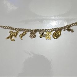 Gold Cow Girl Bee Hive Charm Bracelet 