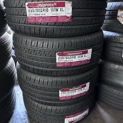 SET OF FOUR NEW TIRES 235/50/18 LANDSPIDER INCLUDING MOUNT AND BALANCED , ASK ME FOR SIZES AND BRAND 