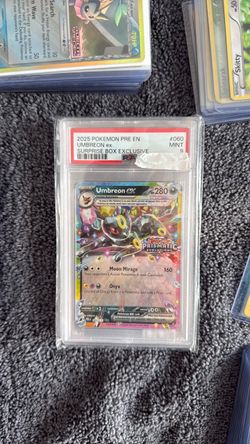 2025 POKEMON PRE EN-PRISMATIC EVOLUTIONS 060 UMBREON EX SURPRISE BOX EXCLUSIVE PSA 9
