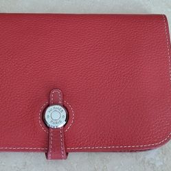 HERMES Dogon wallet Red Authentic