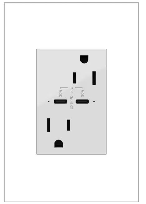 Legrand adorne 15 Amp Tamper-Resistant Duplex Outlet with Ultra-Fast 6A PLUS 30W Power Delivery USB Type-C/C