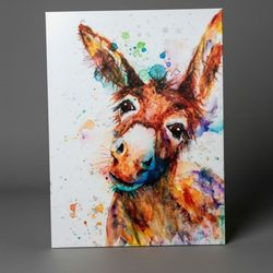 Colorful Donkey Watercolor Art Print