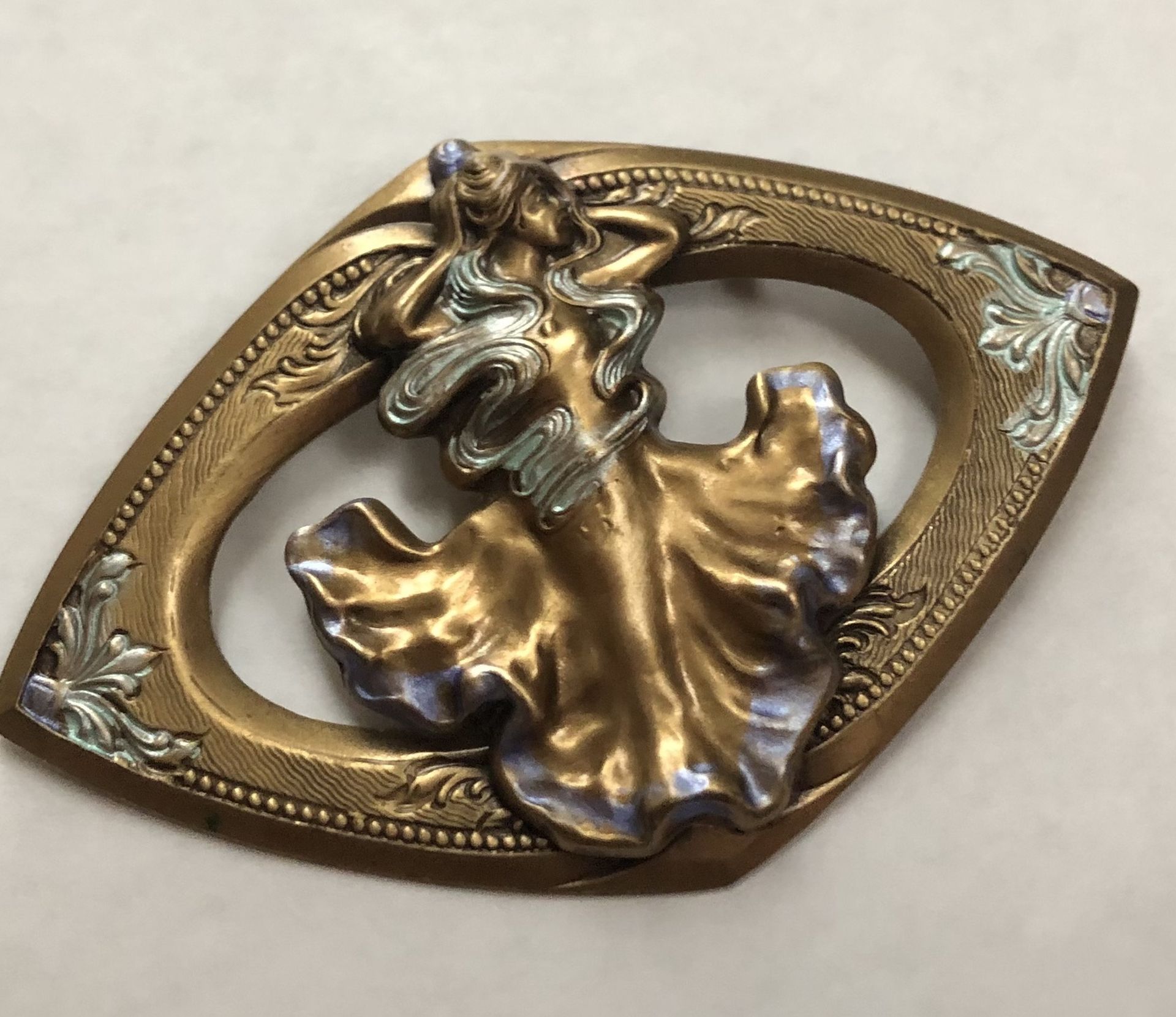 Vintage Goddess Gold Toned Pin Brooch Virgo