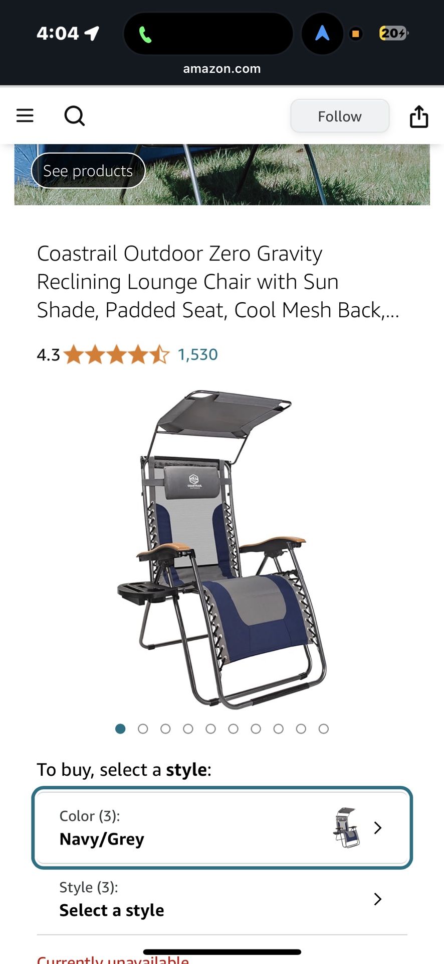 Outdoor Zero Gravity Reclining Chair