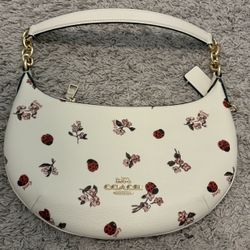 Coach White Floral and Ladybug Print Payton Hobo Purse