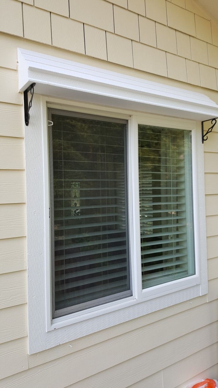 Diy instant curb appeal exterior window header trim siding awning