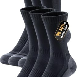 Merino Wool Warm Socks for Men Women, 3 Pairs Winter Thermal Moisture Wicking Boot Socks (Small)