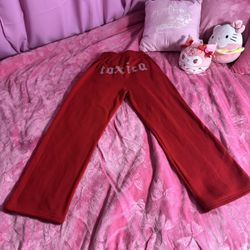 Super comfy red sweatpants with rhinestone toxic design ❤️‍🔥✨