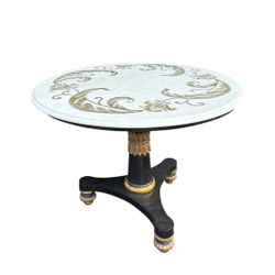 Vintage Neoclassical Empire Marble Top Pedestal Table