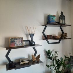 Hexagonal Floating Shelves - NEW & ASSEMBLED 