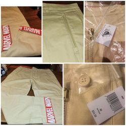 DISNEY/MARVEL MENS Cuffed Khaki Pants w/ Zipper Pockets (Size 36) NWT