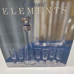 Classic Elements 7 Piece Etched Glass Cordial Set With Decanter 