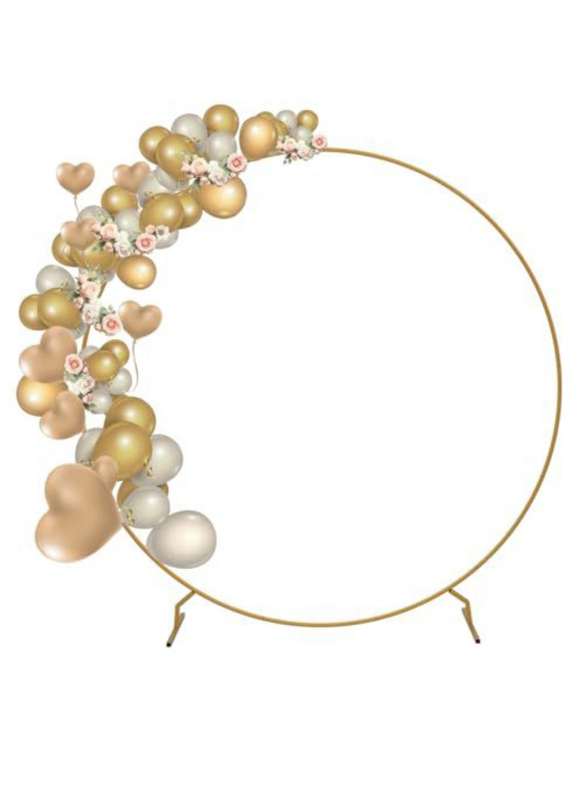 YUSING 7.2 Ft Round Backdrop Stand Wedding Arch for Ceremony, Round Balloon Arch Stand with Birthday Party, Baby Shower, Garden Decoration(Gold)