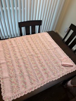 Handmade Crochet Baby Blanket and Hat Set