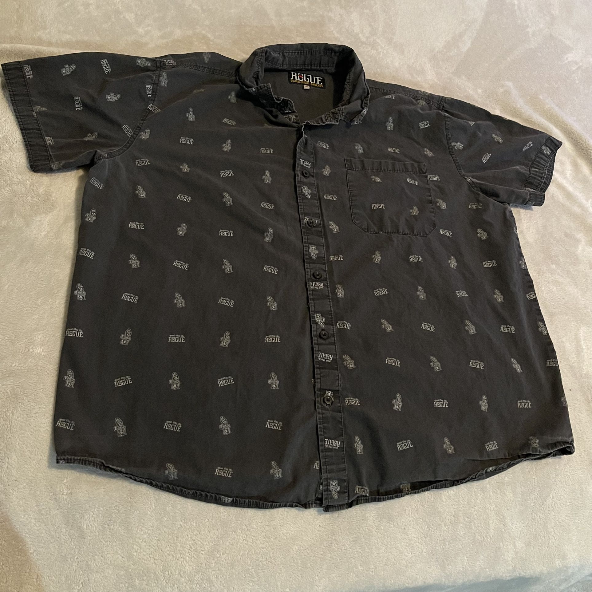 Rogue Shirt Men 3XL Gray Button Down Lightweight Casual Pocket Short Sleeve
