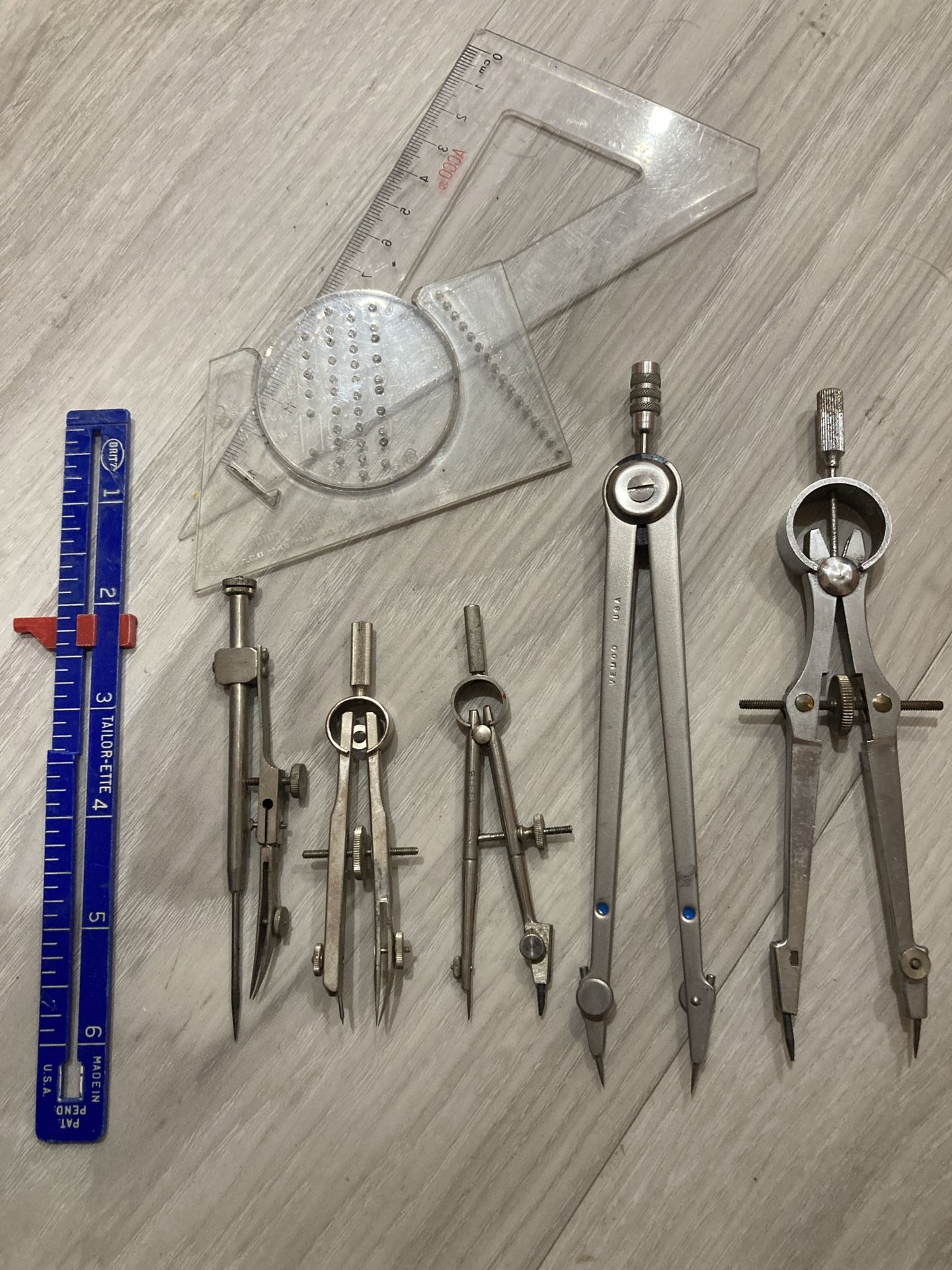 Drafting Tools And Compasses With Lead