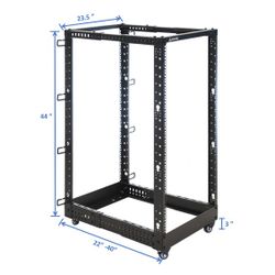 AEONS 22U 4-Post IT Open Frame 19 Inch Depth Adjustable 22 - 40" Server Rack W/ Casters