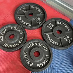 New pair of 25 and 35lb iron olympic plates  $120