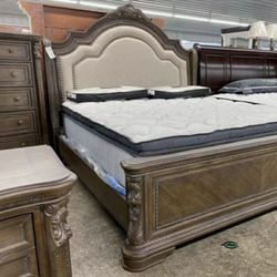 Charmond Brown Sleigh Bedroom Set

includes bed, dresser, mirror, and nightstand