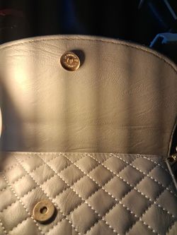 Cream Quilted Leather Flap Handbag