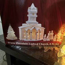 White Porcelain Lighted Church 