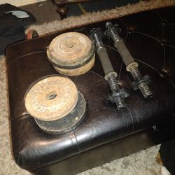 30lbs Of Weight Two Bars 4 X5lb Plates +4 2 1/2lb Plates