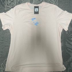 Nike Men's Light Pink Tee with Blue Logo - XXL